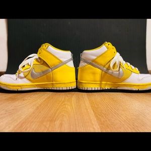 White/Metallic silver-TR Yellow Nike dunk high